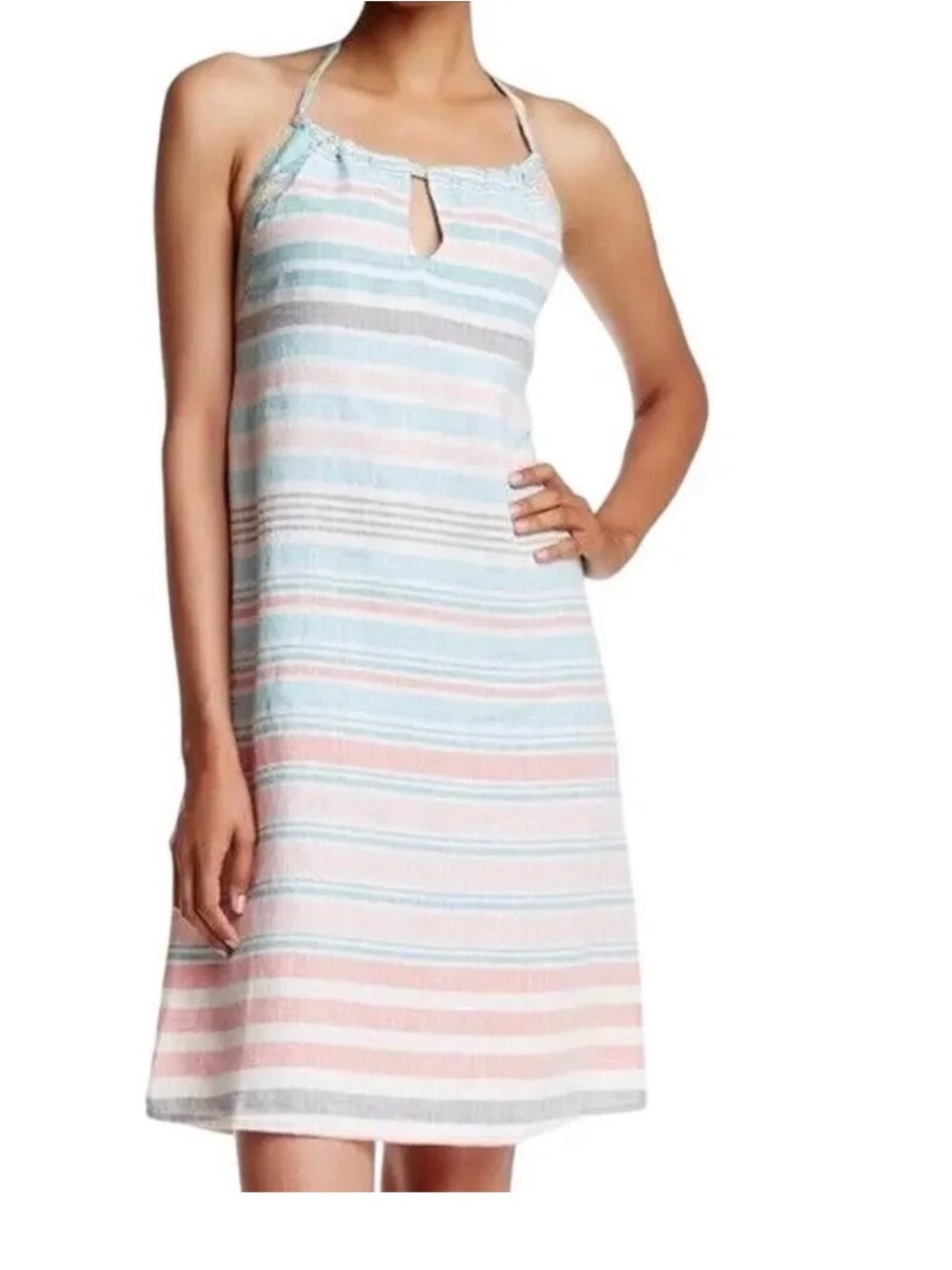 Tommy Bahama Linen Stripped Halter Dress Size medium